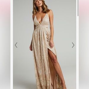 Morning Mist Gold Maxi Dress